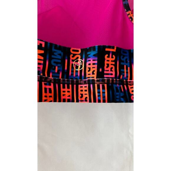 Zumba Wear Neon Pink Mesh Sports Bra and/or Crop Top Graphic Print Size M - Picture 6 of 16